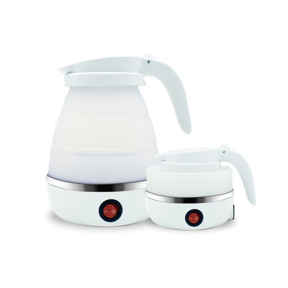 GOOSENECK 110V Mini Foldable Silicone Electric Kettle Portable Travel Water Boiler with Expandable Design White
