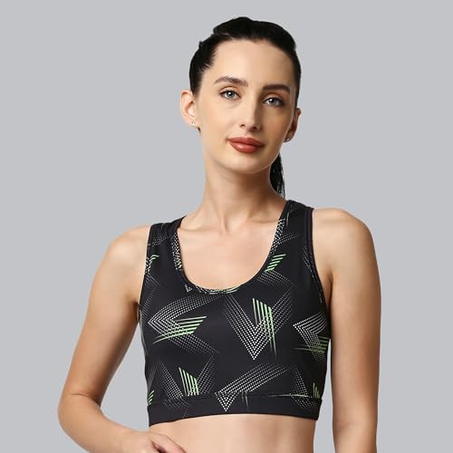 Image of SOIE Women's Medium Impact Quick Dry Padded Racerback Printed Athleisure Sports Bra