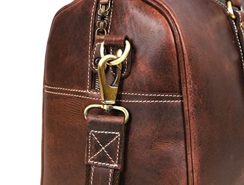 Leather Travel Duffel Bag | Gym Sports Bag Airplane Luggage Carry-On Bag | Gift For Father's Day By Aaron Leather Goods 20 X 11 X 9 Inch #TOP6