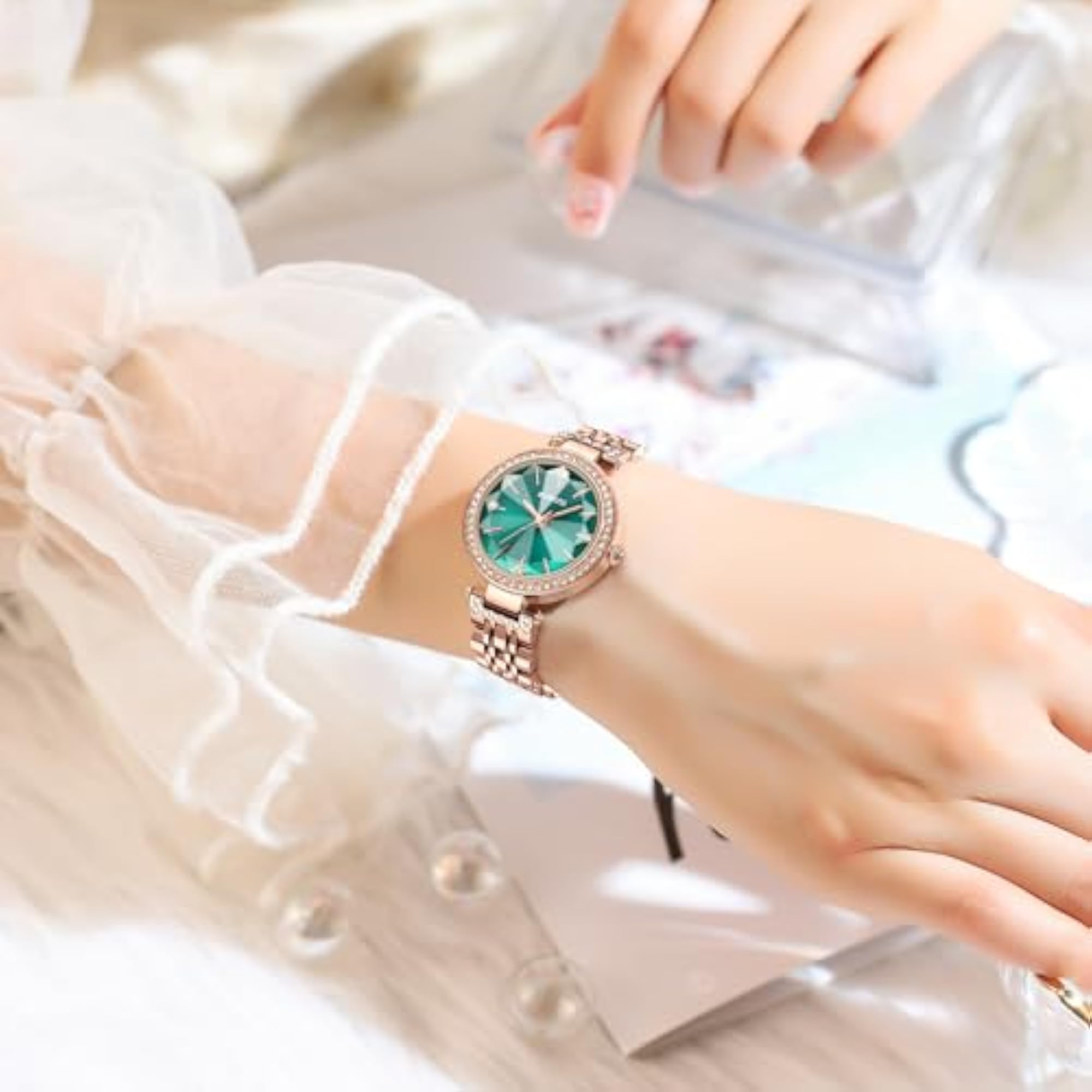 Women's Diamond Studded Square Dial Watch, Elegant Gift