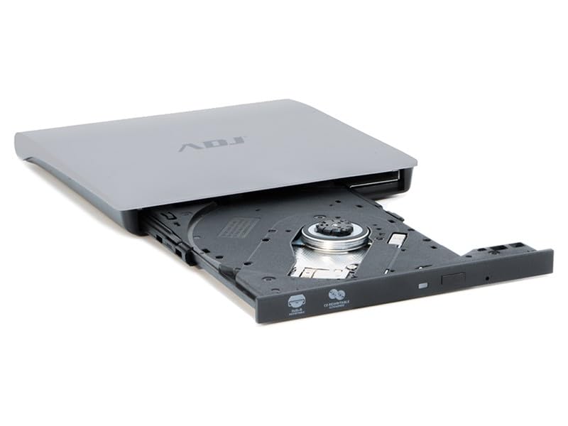 Lecteur DVD portable externe USB 3.0 noir et argent pour travailler et voyager