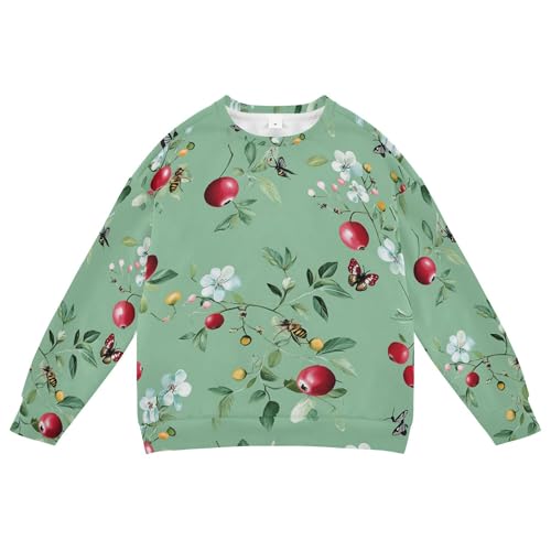 JUNZAN Funny Cranberries Fruit Sage Green Kids Girls Sweatshirts Hoodies Long Sleeve Hoodies for Girls Sports 4T