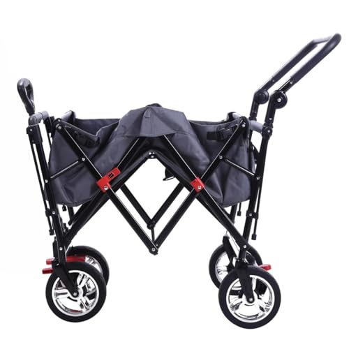 Fuxtec Faltbarer Bollerwagen FX-CT700 grau klappbar mit Dach, Vorder- und Hinterrad-Bremse, Vollgummi-Reifen, Schubbügel, für Kinder geeignet – Das Original ! - 3