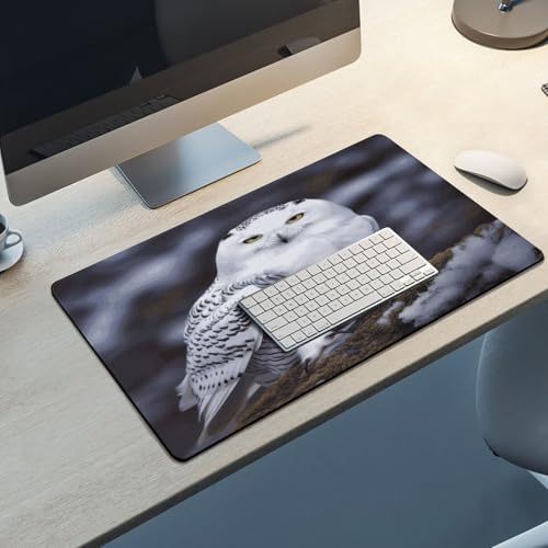 Tapis de bureau hibou arctique imperméable grand format