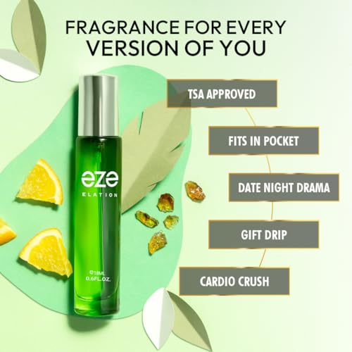 Image of Eze Perfume Elation Perfume For Men - 18ml | Premium Long Lasting Fragrance with Bergamot, Mandarin, Sandalwood & a Premium Blend of Herbs, Florals & Woods | Bold Masculine Scent | Luxury Gift for Him