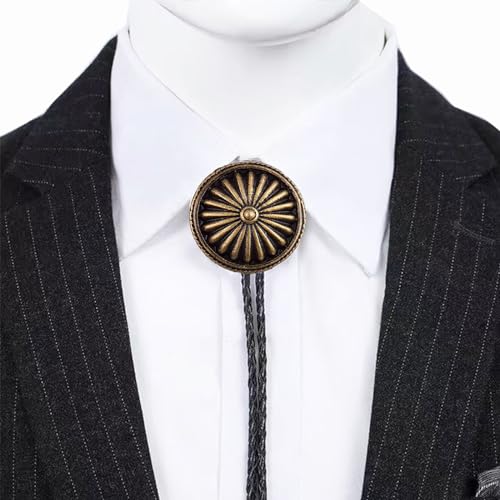 Image of Cowboy Bolo Tie for Men, Vintage Cow Skull Bolo Tie Necklace Native American Necktie for Men Women