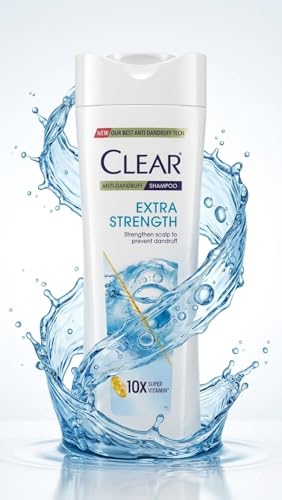 Image of Clear Anti-Dandruff Shampoo Extra Strength with 10X Super Vitamins, Scalp Strengthening Formula to Prevent Dandruff, Deep Clean & Fresh Hair for Men & Women, 300 ml