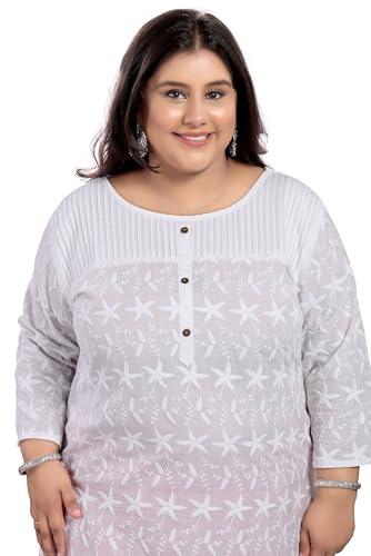 Image of DARIKA Women Chikankari Kurti in Dark Blue for Plus Size & Small Size.