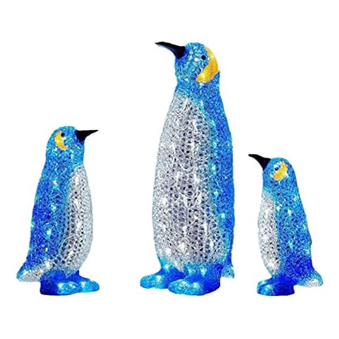 pulunto 3 Pcs Light-Up Penguin Christmas Decoration, 2D Flat Acrylic Lighted Penguin Garden Stake with LED Lights Outdoor Decor for Ground Yard Lawn Pathway Porch Xmas Ornaments Cover