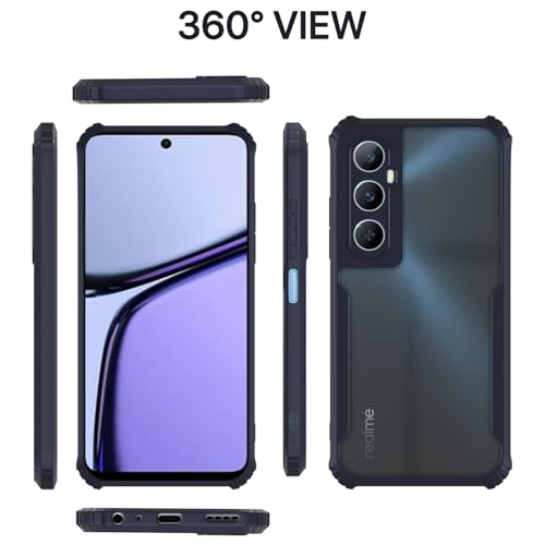 Image of Pikkme Back Cover for Realme C65 | Ultra Hyrbid | Full Camera Protection | Raised Edge | Crystal Clear Transparent Bumper Case (Blue)