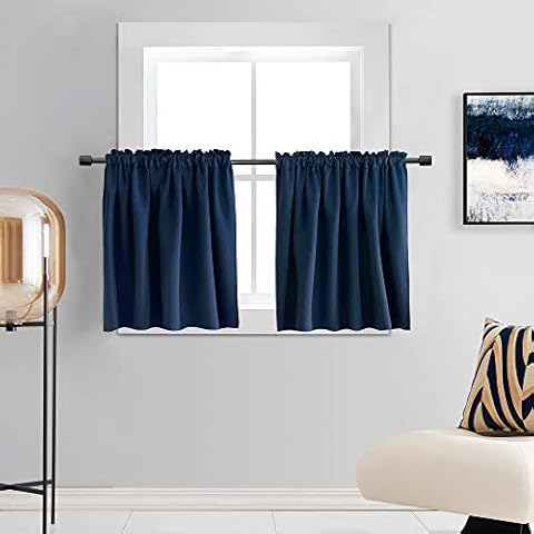 DONREN Navy Blue Thermal Blackout Curtain Panels Cover