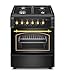 SOLTHERMIC F5S40E4RB COCINA GAS CON HORNO ELECTRICO/NEGRA RUSTICA CON MANDOS DORADOS/ANCHO 50 CMS / 4 FUEGOS CON ENCENDIDO AUTOMATICO/HORNO MULTIFUNCION 50 L. / ALTA GAMA