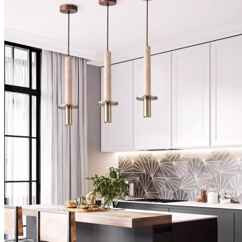 Lámpara colgante rectangular de piedra travertino negro de 40 cm y base E27 4