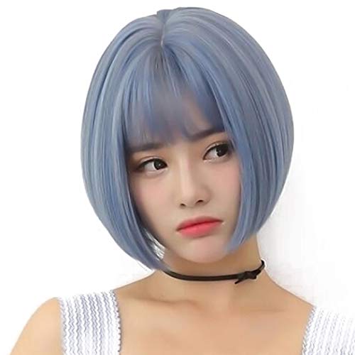 ATAYOU® 12" Kurze Synthetische Blau Bob Perücken für Frauen + Perücke Kappe(Blau)