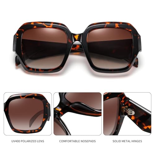 Image of Oversized Square Sunglasses for Women Trendy Polarized Sunglasses Retro Luxury big Large Sun Glasses UV400 FZN803