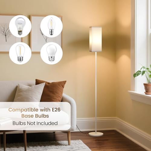 Image of 64.6 inch Floor Lamp, Pole with Foot Switch, Modern Standing Lamp Lampshade, Minimalist Freestanding Lamp (Bulb Not Included), for Living Room, Bedroom Office ETL Listed, White WCW07LD05