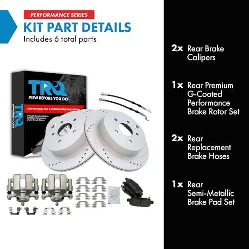 Image of TRQ Performance Rear Brake Pad and Rotor Set Semi Metallic Coated Rotors | For 2003-2007 Nissan Murano