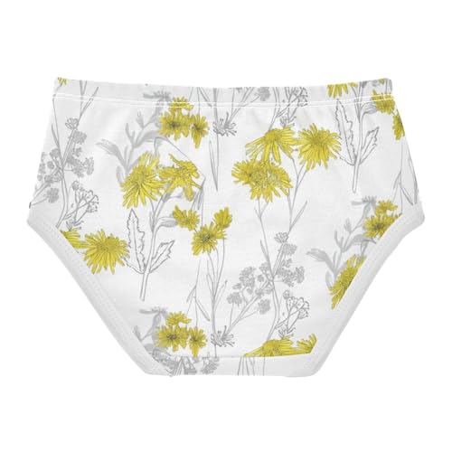 Wildflowers Plants Yellow Girls Underwear Toddlers 2t Cotton Cute Panties Girl Print Undies Kids Briefs2