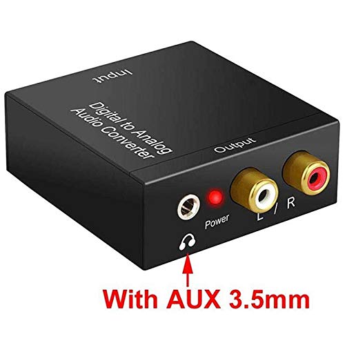 Bloepum Portable 3.5mm Jack Coaxial Optical Fiber Digital to Analog Audio AUX L/R Converter Digital Audio Decoder Amplifier