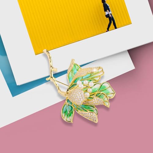 Image of Crystal Flower Brooch Pins for Women Elegant Enamel Rhinestone Floral Brooches Pin Fashion Jewelry for Party Dance Wedding Banquet Brooch for Women Gift