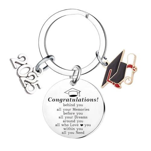 Tihnvk Inspirational Keyring for Daughter Son Class of 2025 Graduation Gifts for Students 2025 Graduation Keychain Leaving Gifts for College
