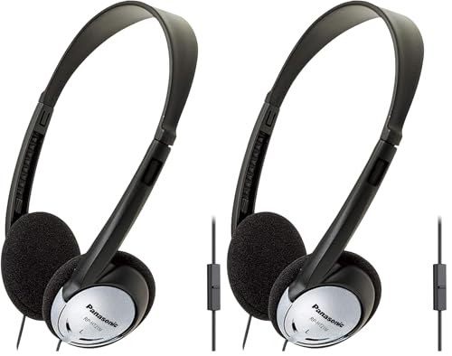 Image of Panasonic Headphones, On-Ear Lightweight Earphones with Microphone and XBS for Extra Bass and Clear, Natural Sound, 3.5mm Jack for Phones and Laptops, Work from Home - RP-HT21M (Black & Silver)