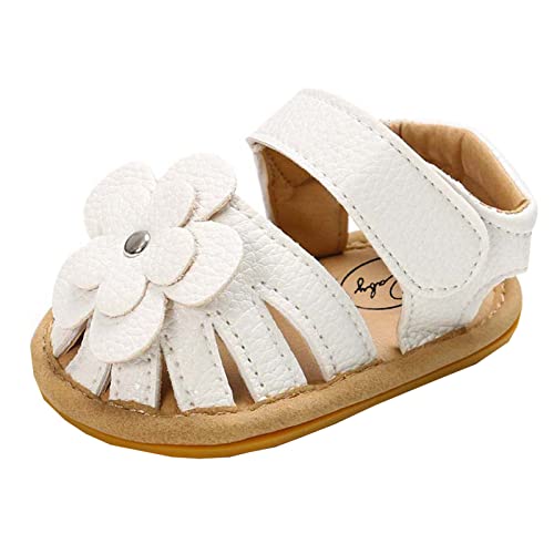 Infant Baby Girls PU Leather Flowers Sandals Soft Sole Closed Toe Toddler Princess Cute Wedding Party Dress Shoes