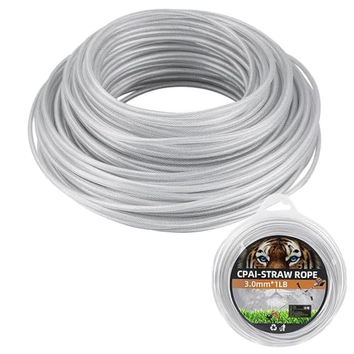 SKIKHN Stahldraht Mähfaden Trimmerfaden,3mm x 45m Rasentrimmer Faden,Trimmerschnur,Stahl Nylonfaden Rasentrimmer Faden,Robuster Rasen Rasentrimmers Schnur für Rasenmäher für Weed Grass Yard Garden