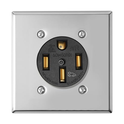 Kit NEMA 14-50WR contre l'humidité : prise robuste 125/250V avec plaque inox