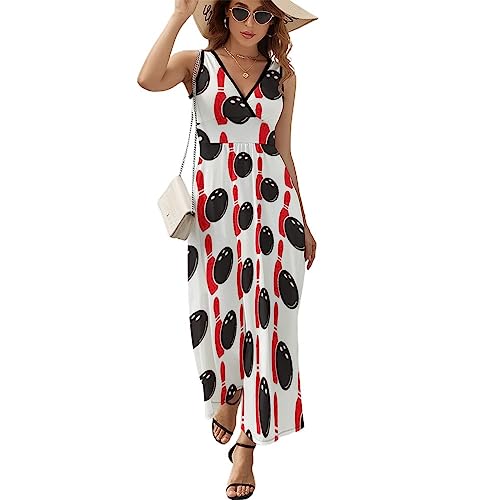 Robe à volants sans manches motif balle col en V Multi1 taille XL pour femme