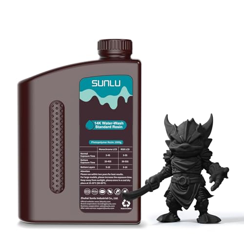 Image of SUNLU 14K Water-Washable Standard Resin 3000g, High Precision for Miniatures, Water-Washable 3D Printer Resin, Fast Curing for LCD /DLP /SLA 3D Printers, 2KG Black