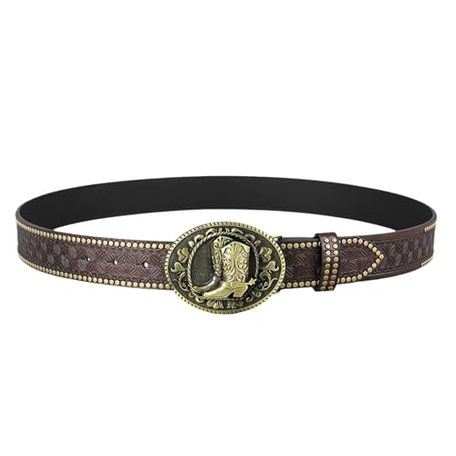 Ceintures occidentales en cuir 38mm boucle cowboy et clous cowgirl pour homme femme