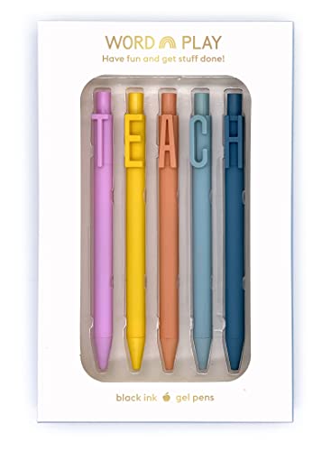 Lot de 5 stylos à encre gel noir SNIFTY Word Play avec messages