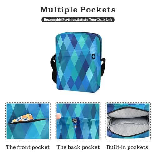 messenger bag crossbody mens crossbody bag Womens Cross Body Purses Adjustable Strap for outdoor sports outdoor sports- Chic Teal Royal Blue2