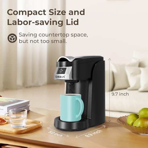 CHULUX Classic Single Serve Coffee Maker for K Cup, One Button Easy Coffee Machine for Office, RV, Travel and Dorm, Black - Image 3
