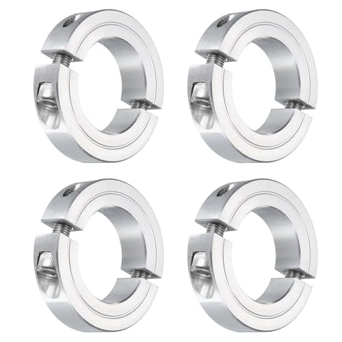 uxcell 4Pcs Double Split Clamp-On Shaft Collar 1-1/4" Bore, Aluminum Alloy