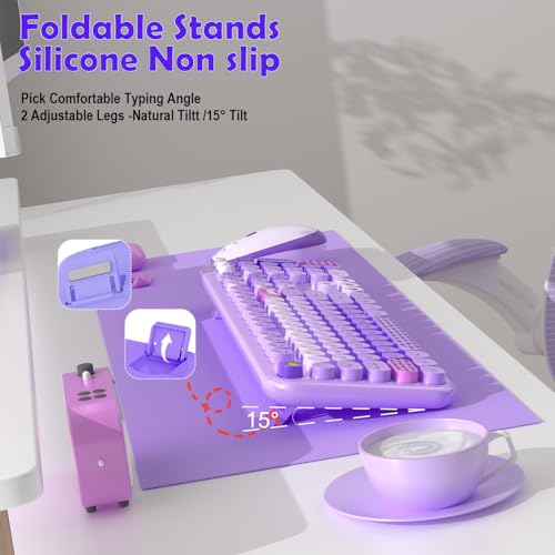 Image of MOFII Keyboard and Mouse Wireless, 104 Keys Lovely Cute Colorful Typewriter