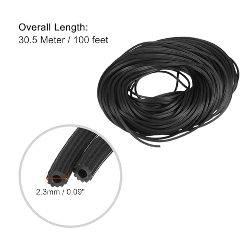Burlete uxcell de 0.09" x 100 pies: cordón redondo negro para reparar pantallas de puertas 3