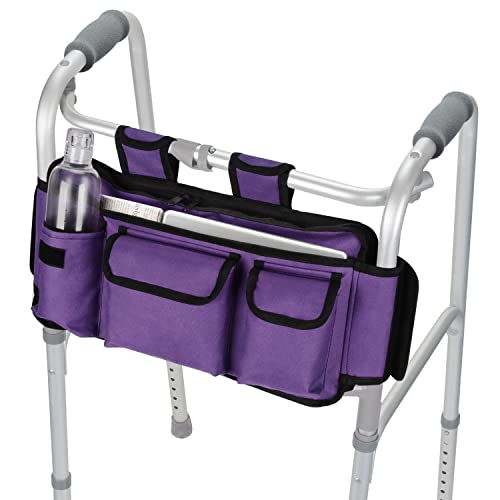 supregear Walker Bag, Bolsa de Asas para Organizador la cesta Plegables para Cualquier Tipo de Andador con Ruedas y Silla de Ruedas (Púrpura Claro)