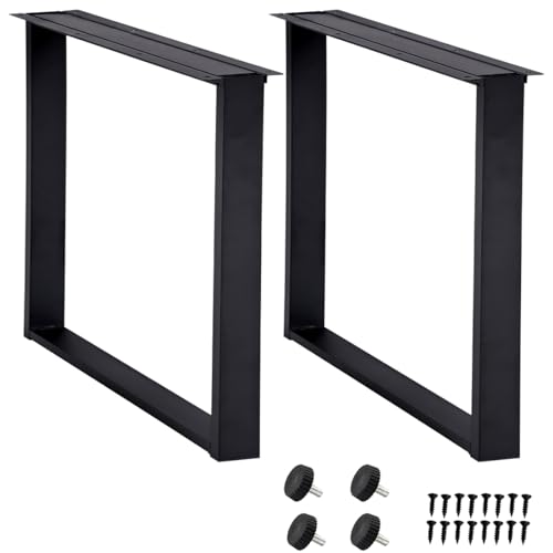 H JINHUI Square Table Legs Set of 2 Metal Coffee Table Bench Legs 70cm (H) x 50cm (W) with Screws and Floor Protectors for Home Office Dining DIY