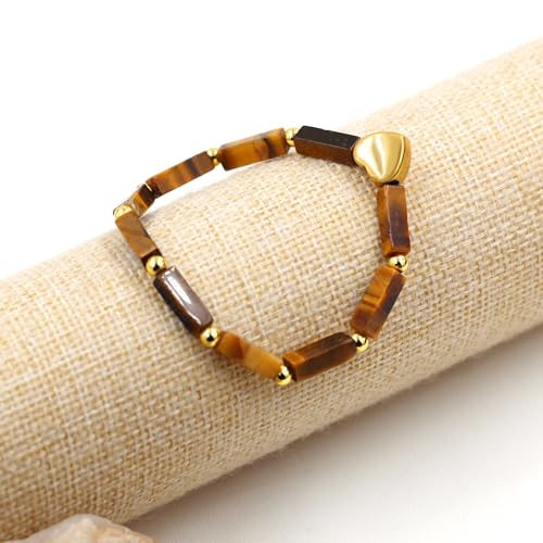 Image of Cuboid Love Elastic Bracelet, Crystal Energy Stone Anxiety Relief Yoga Jewelry for Women Male (Heart-shaped Charm Can Be Customized Name)