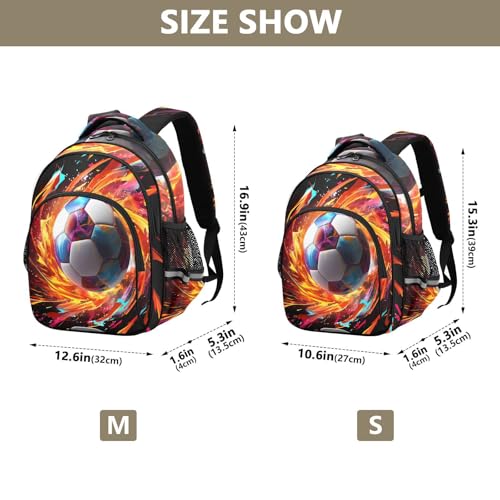 ALAZA Soccer Ball with Fire Small Backpacks Travel Daypack School Book Bag for Men Women Teens Kids4