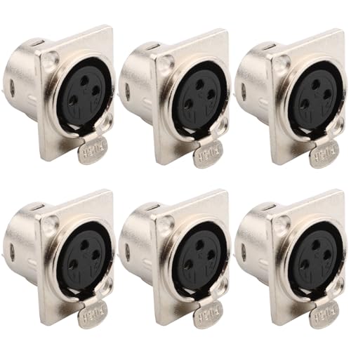 VISSQH 6 x presa femmina XLR a 3 pin Connettori XLR Solder Connector presa audio spina cavo microfono montaggio a pannello 3 pin per microfono altoparlante ecc