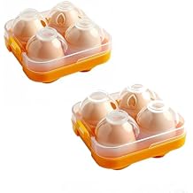 4 Girds Egg Holder Container, Plastic Egg Storage Box Shockproof Protection, Portable Egg Tray Carriage Dispenser for Refrigerator Camping Picnic Travel Kitchen Outdoor orange 2 Pcs