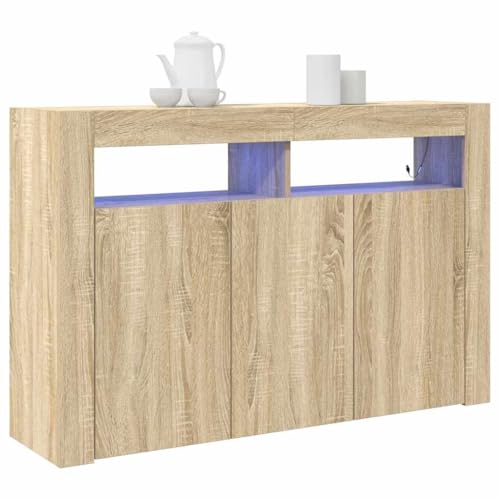 vidaXL Buffet Chêne Sonoma 116 x 30 x 75 cm Bois d'ingénierie, Buffet rectangulaire Moderne pour Salon, Design Minimaliste, Meuble organisé, Rangement...