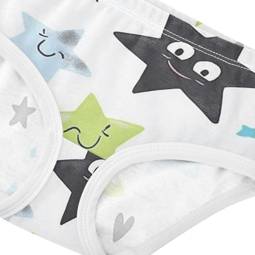 Girls' Hipster Panties Organic Underpants for Young Girls Colorful Star Pattern4