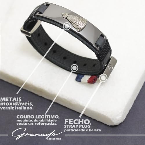 GRANADO ACESSÓRIOS, Bracelete Nossa Senhora Pulseira Maria Mãe Santíssima Couro - AM