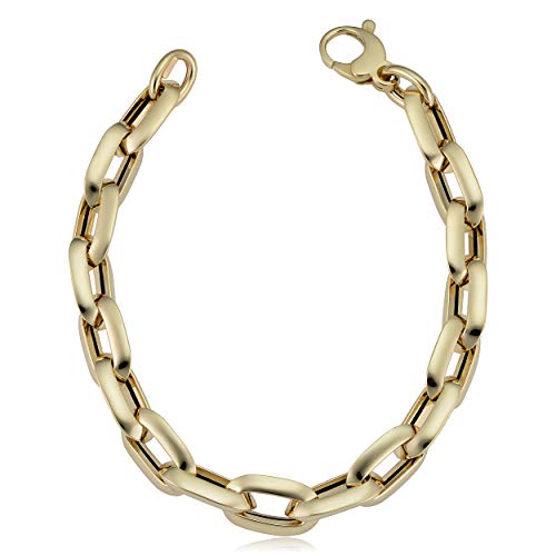 Kooljewelry 14k Yellow Gold Oval Rolo Link Bracelet (10 mm, 8.5 inch)