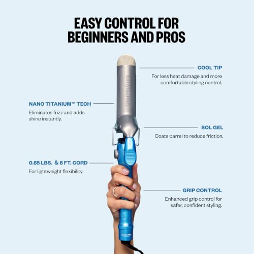 Image of BaBylissPRO Nano Titanium Spring Curling Iron, Professional Hair Wand, Tool for Stylists, Nano Titanium Technology for Tight Curls or Loose Waves