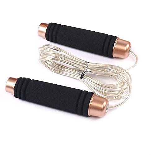 Steel Skipping Rope Weighted Fitness Boxing Leather Jump Jumping Gym Black